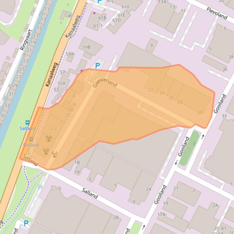 Kaart van postcodegebied 1948RG.