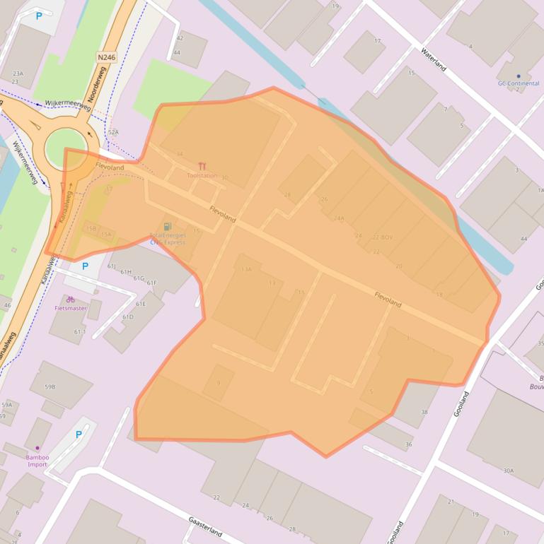 Kaart van postcodegebied 1948RH.