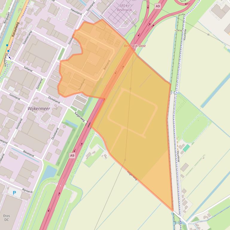 Kaart van postcodegebied 1948RJ.
