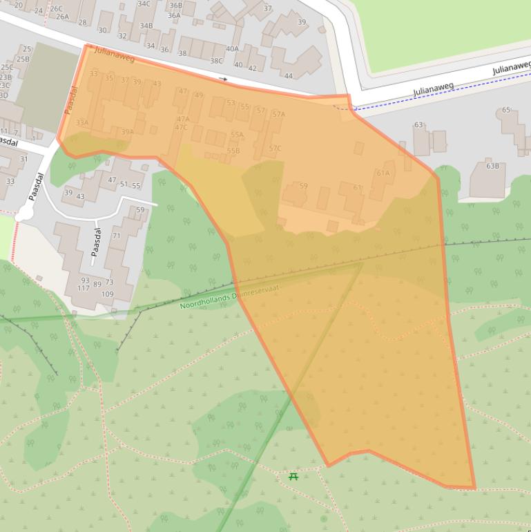 Kaart van postcodegebied 1949AN.
