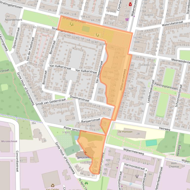 Kaart van postcodegebied 1951EB.