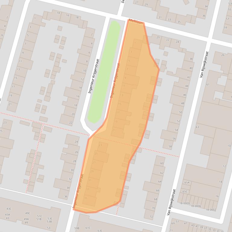 Kaart van postcodegebied 1951XS.