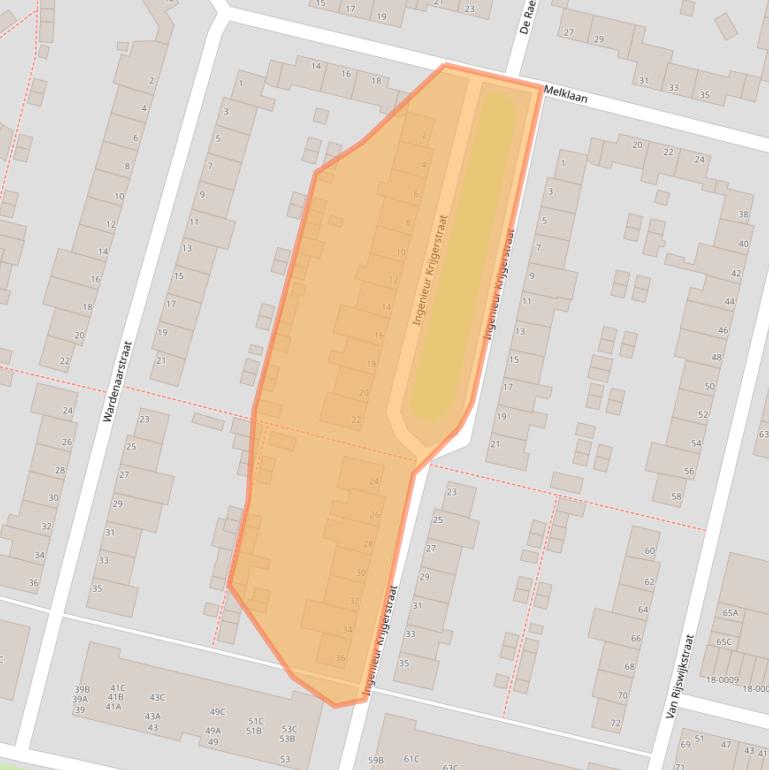 Kaart van postcodegebied 1951XT.