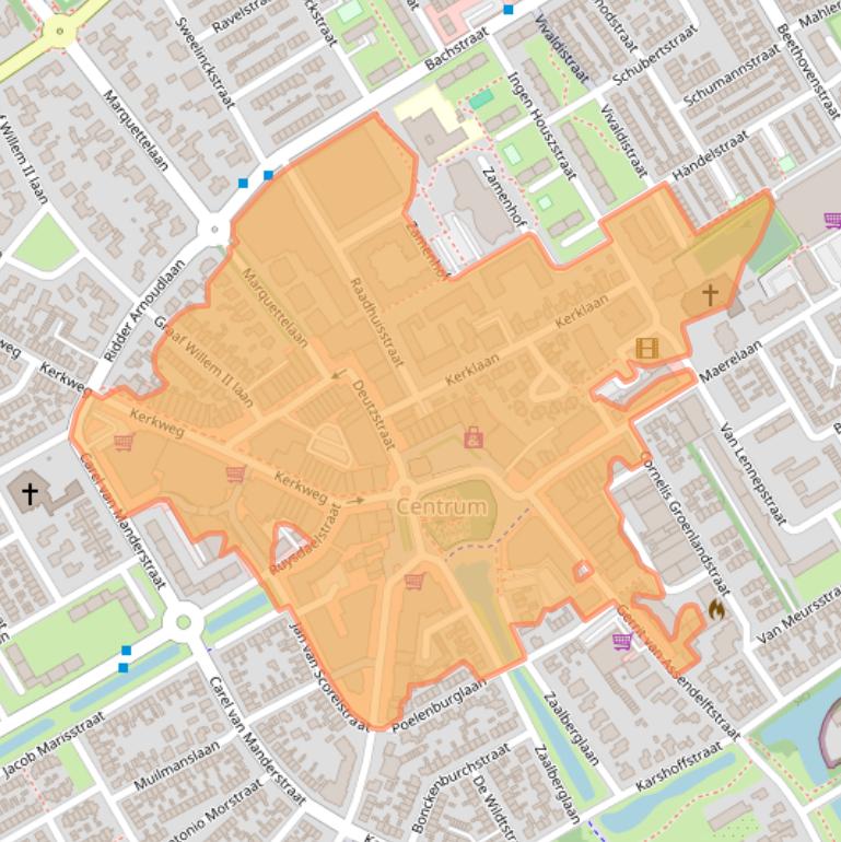 Kaartafbeelding, ingezoomd op postcodegebied 1961.