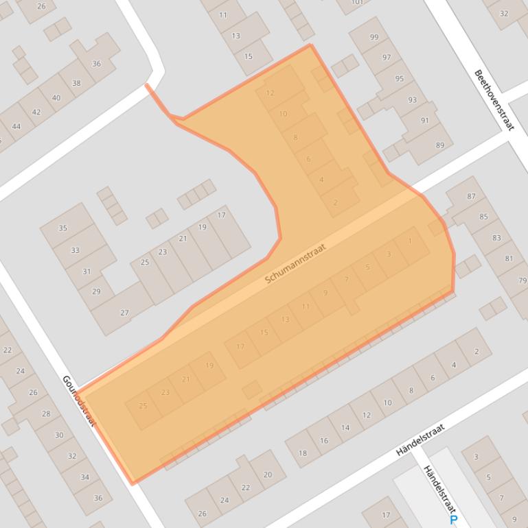 Kaart van postcodegebied 1962ET.