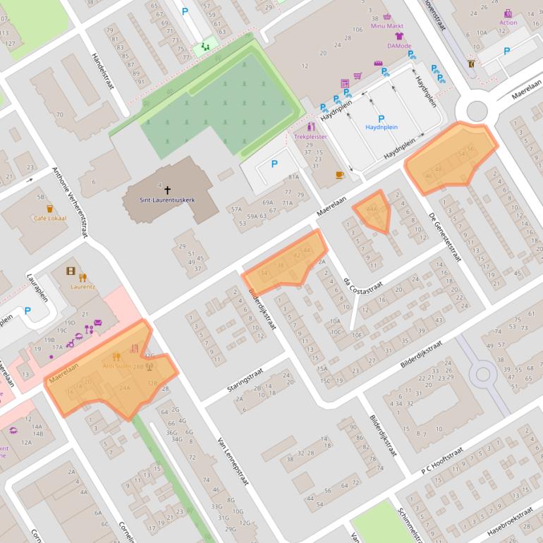 Kaart van postcodegebied 1962KC.