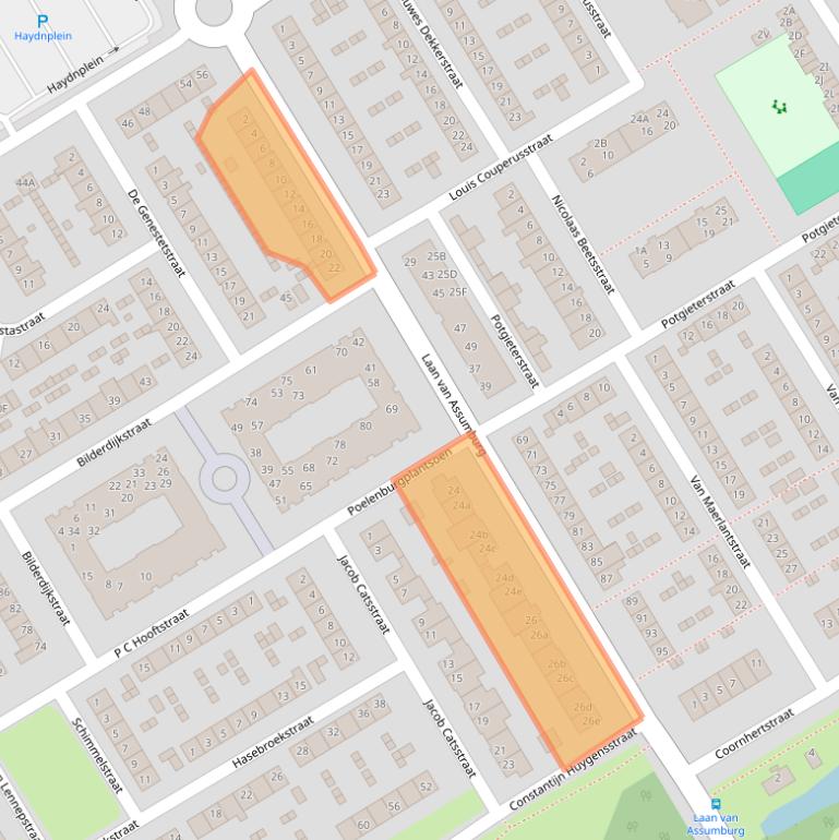 Kaart van postcodegebied 1962TM.