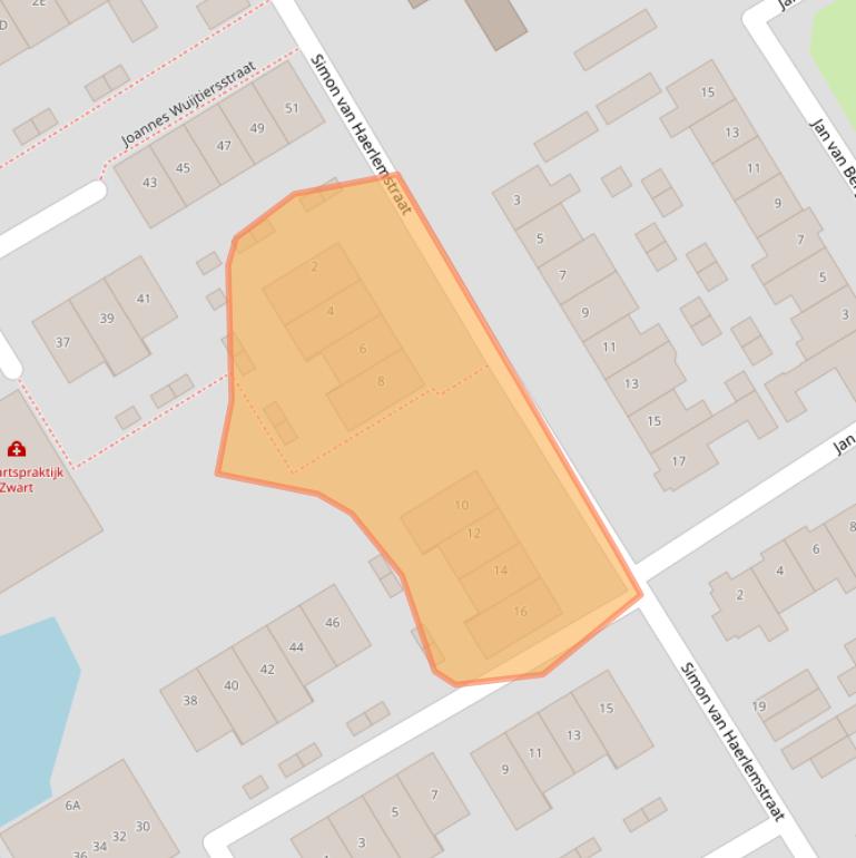 Kaart van postcodegebied 1962VC.