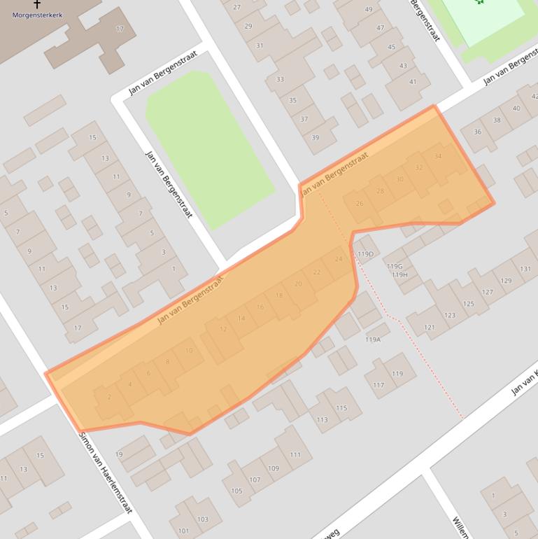 Kaart van postcodegebied 1962VK.