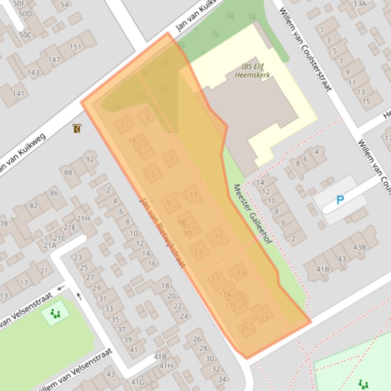 Kaart van postcodegebied 1962WP.