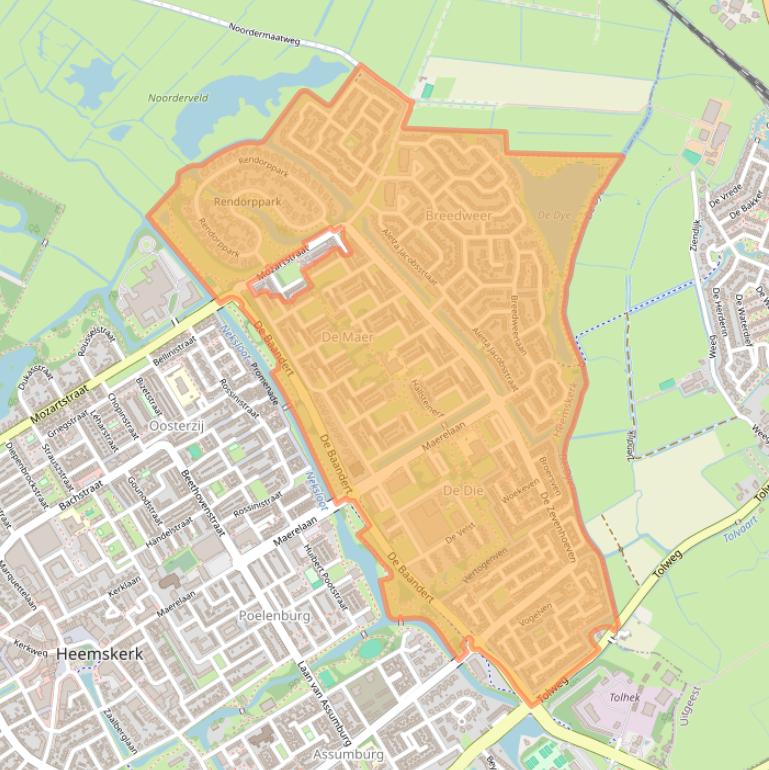 Kaart van postcodegebied 1963.