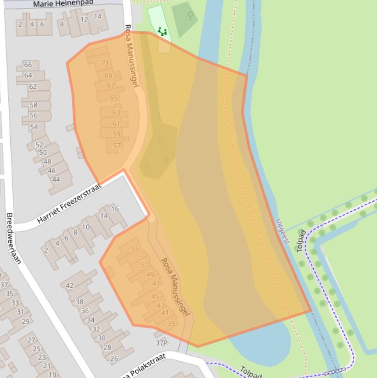 Kaart van postcodegebied 1963BB.