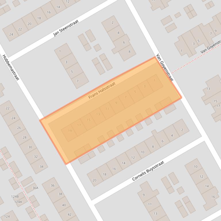 Kaart van postcodegebied 1964RC.