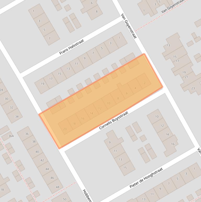 Kaart van postcodegebied 1964RD.