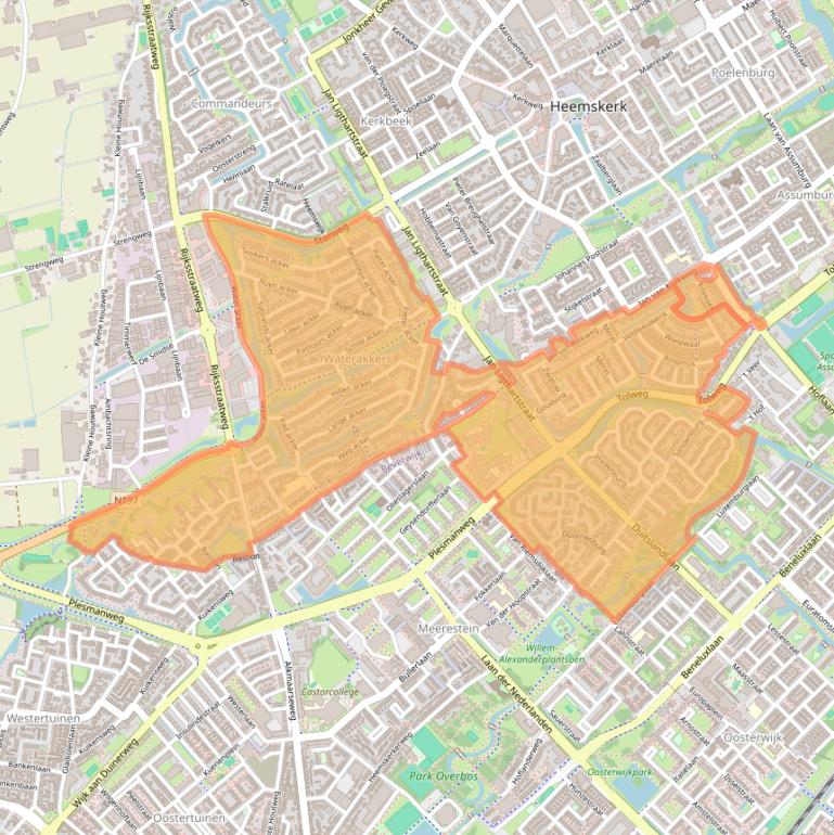 Kaart van postcodegebied 1965.