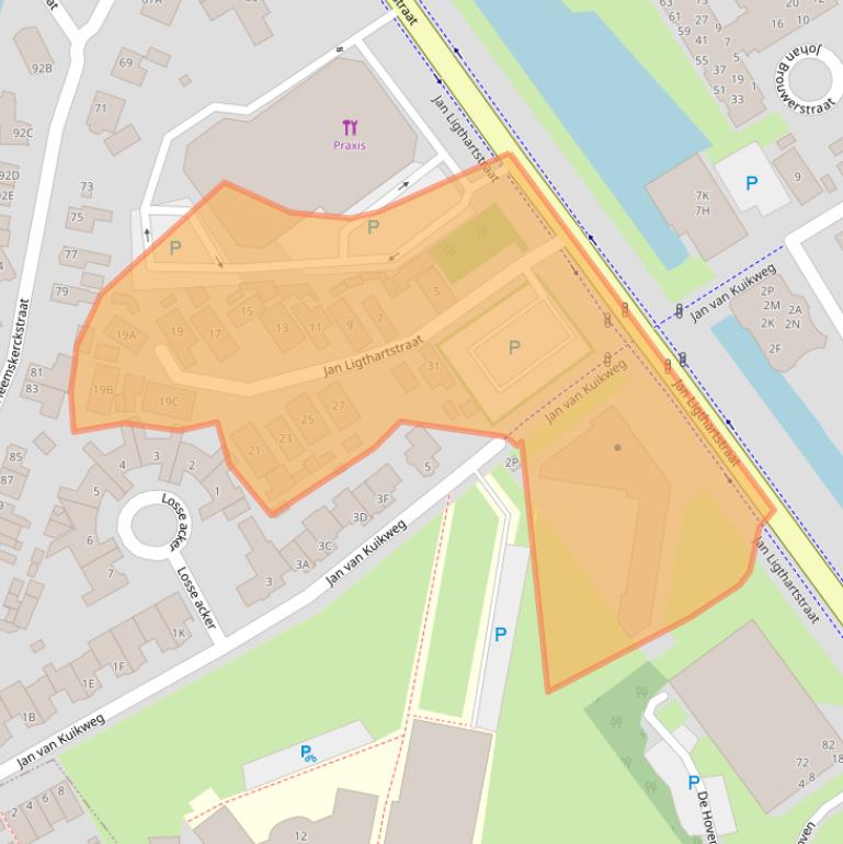 Kaart van postcodegebied 1965BE.