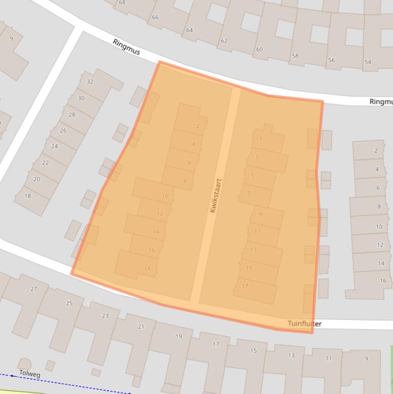 Kaart van postcodegebied 1965EK.