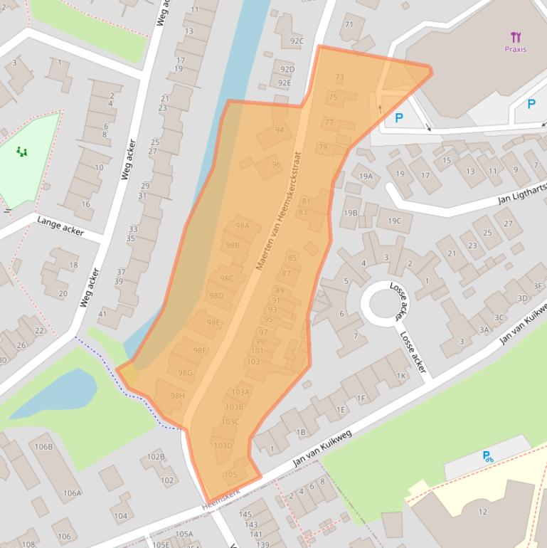 Kaart van postcodegebied 1965GA.