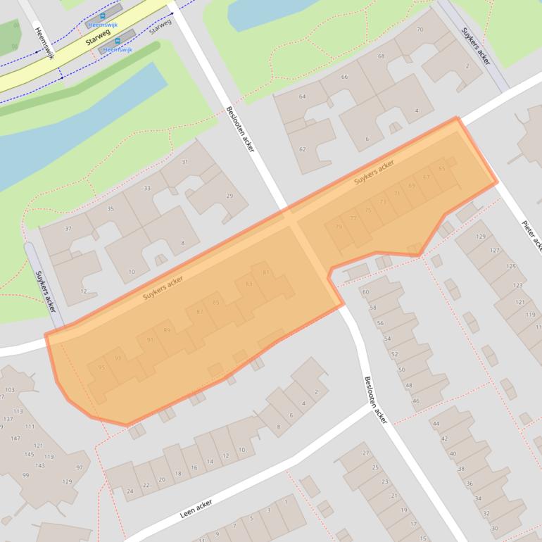Kaart van postcodegebied 1965RC.