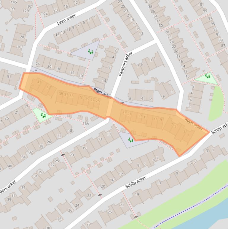 Kaart van postcodegebied 1965RJ.