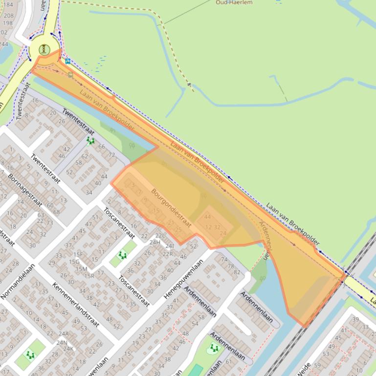 Kaart van postcodegebied 1966RA.