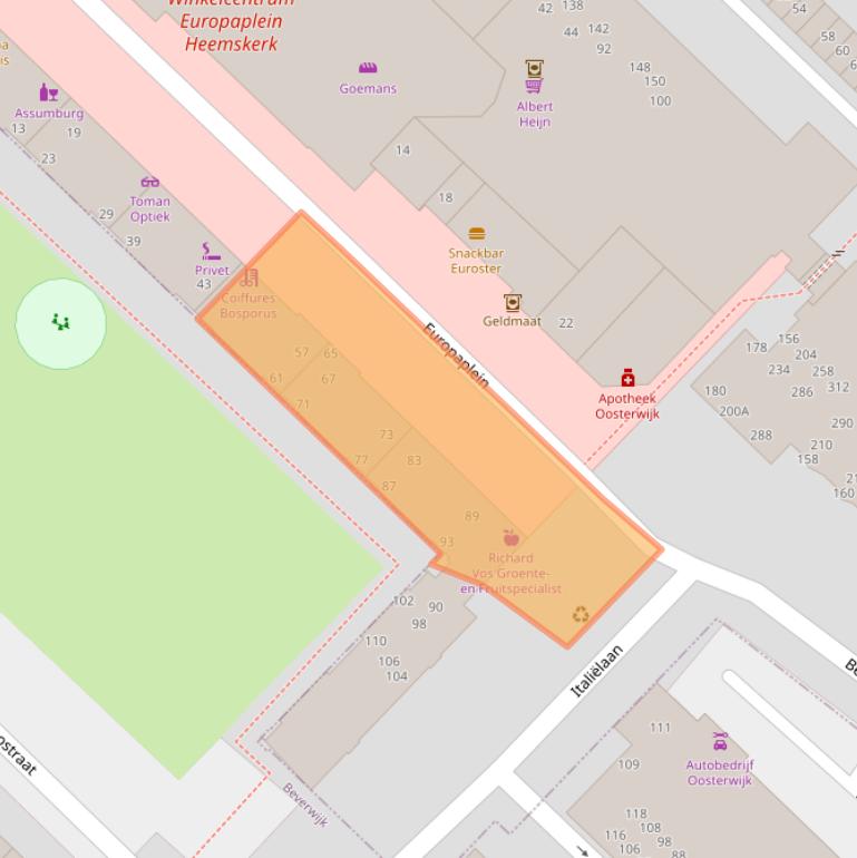 Kaart van postcodegebied 1966WC.