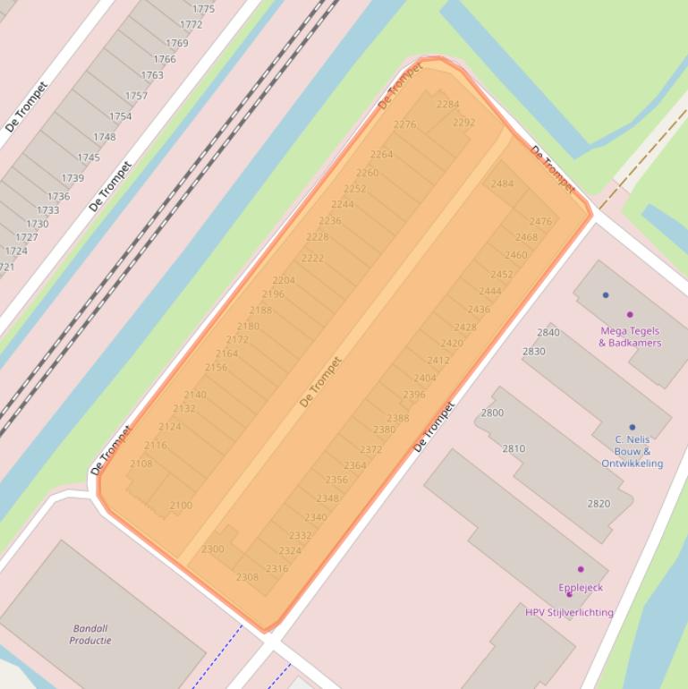 Kaart van postcodegebied 1967DC.