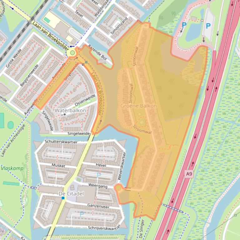Kaart van postcodegebied 1967JK.