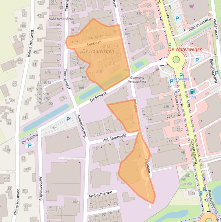 Kaart van postcodegebied 1969NB.