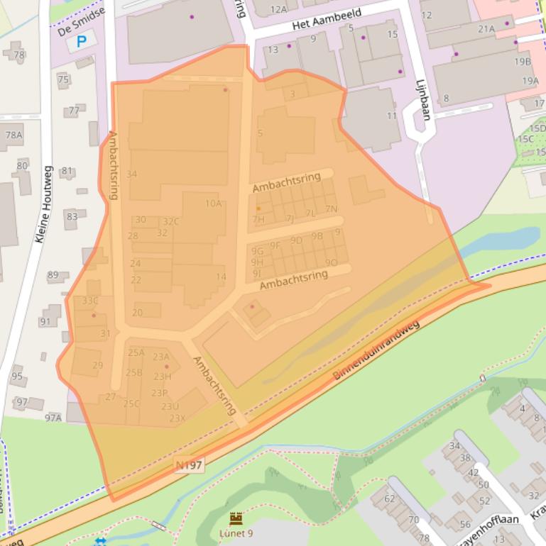 Kaart van postcodegebied 1969NH.