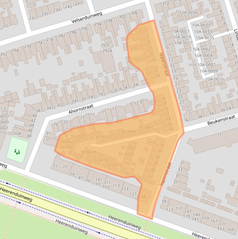 Kaart van postcodegebied 1971JK.