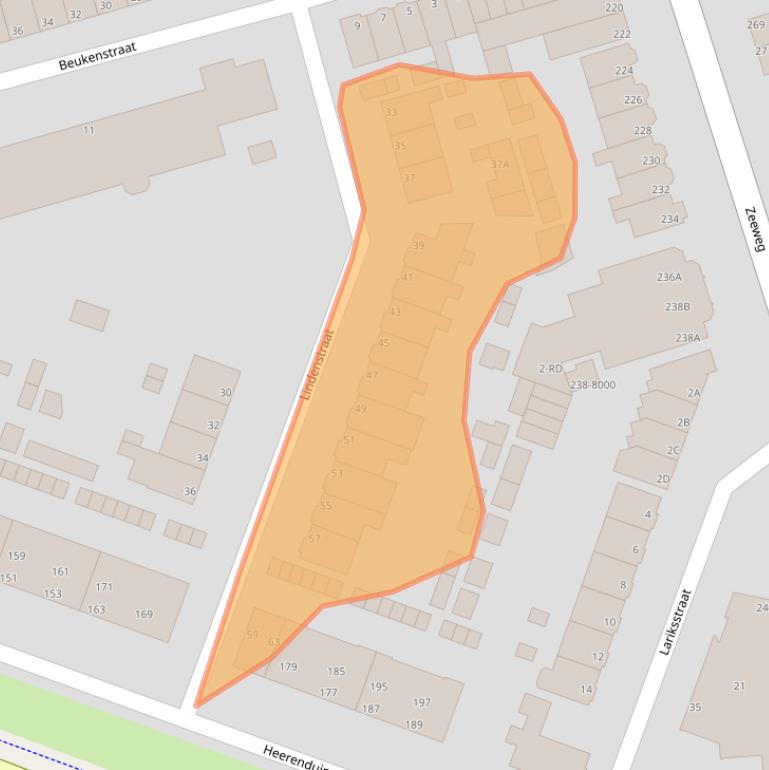 Kaart van postcodegebied 1971JN.