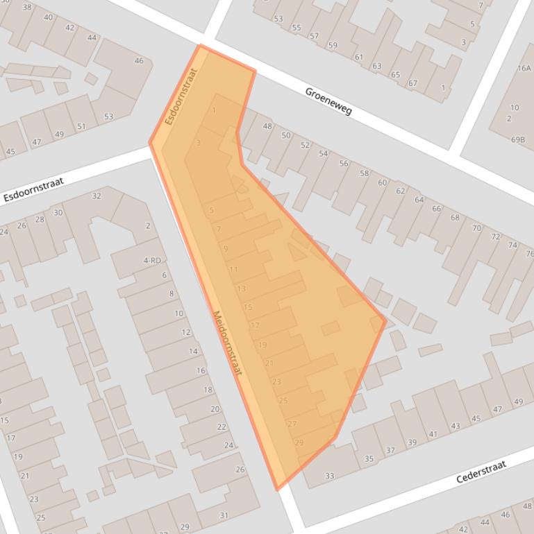 Kaart van postcodegebied 1971MG.