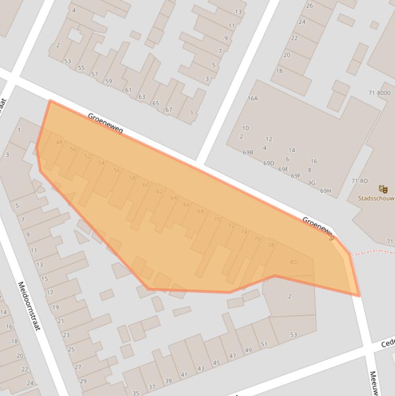Kaart van postcodegebied 1971NV.