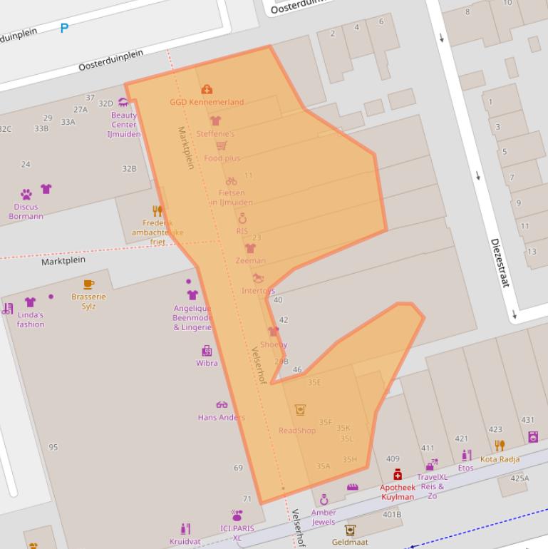 Kaart van postcodegebied 1972GA.