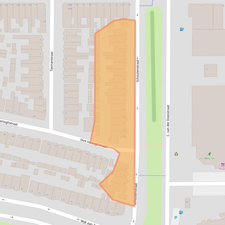 Kaart van postcodegebied 1972MA.