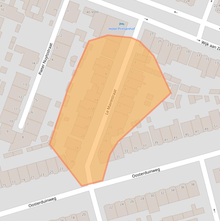 Kaart van postcodegebied 1972NJ.