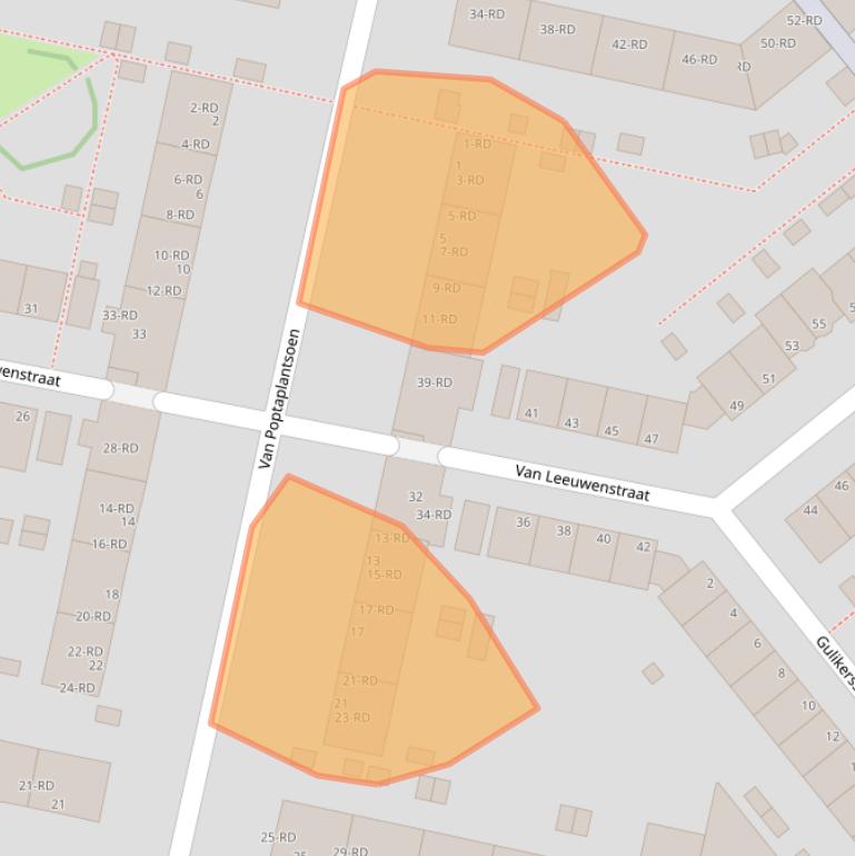 Kaart van postcodegebied 1972PD.