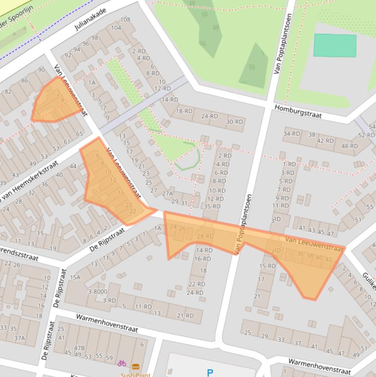 Kaart van postcodegebied 1972PJ.
