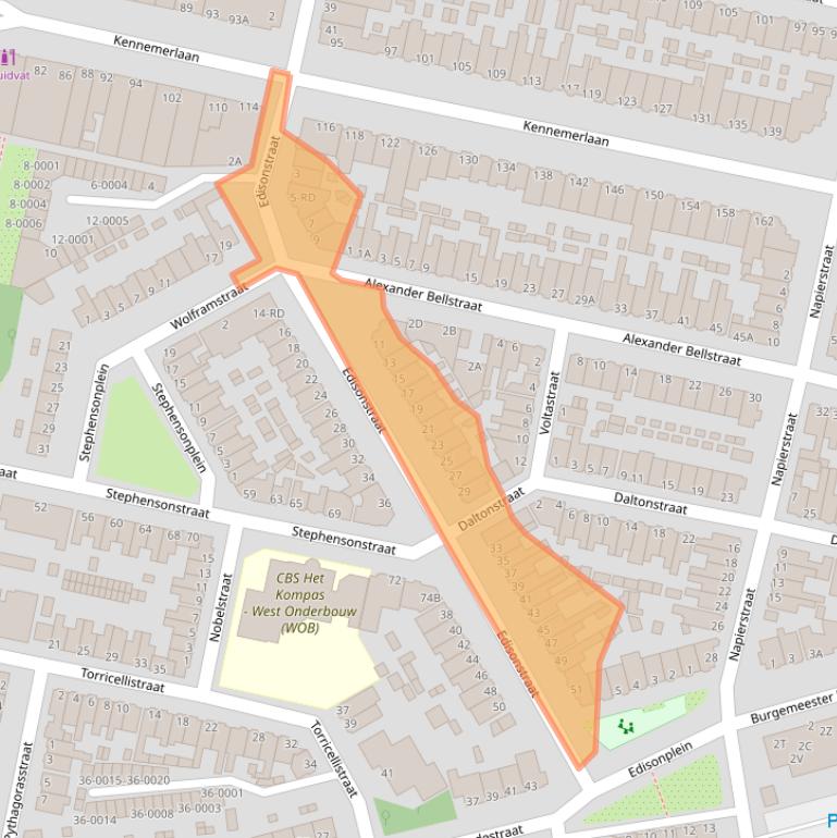 Kaart van postcodegebied 1972RK.