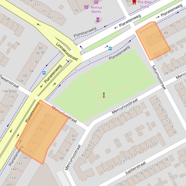 Kaart van postcodegebied 1973BB.