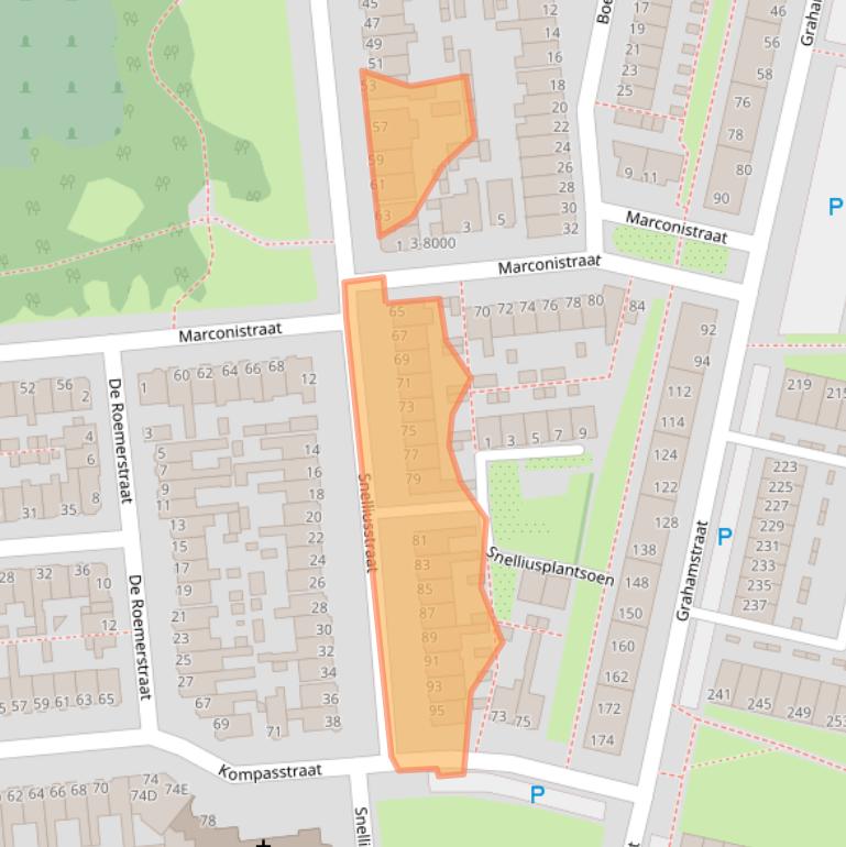 Kaart van postcodegebied 1973PB.
