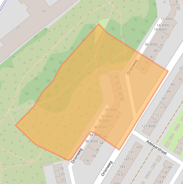 Kaart van postcodegebied 1973TM.