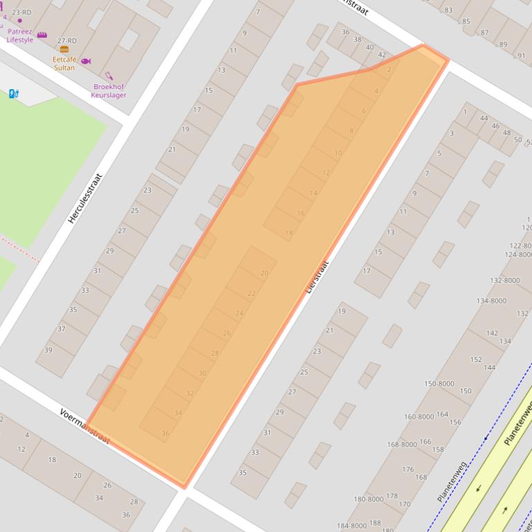 Kaart van postcodegebied 1973VH.
