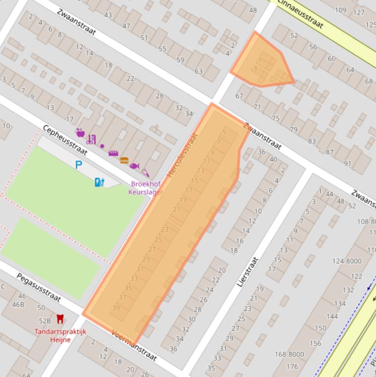 Kaart van postcodegebied 1973VM.