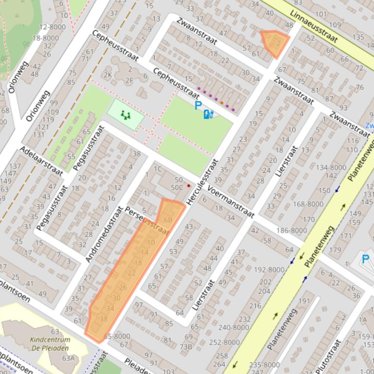 Kaart van postcodegebied 1973VP.