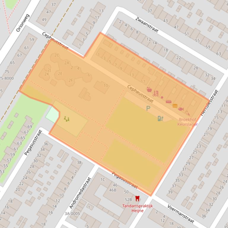 Kaart van postcodegebied 1973VR.