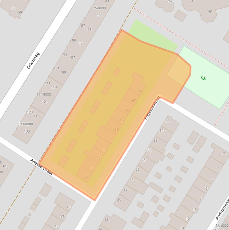 Kaart van postcodegebied 1973VT.