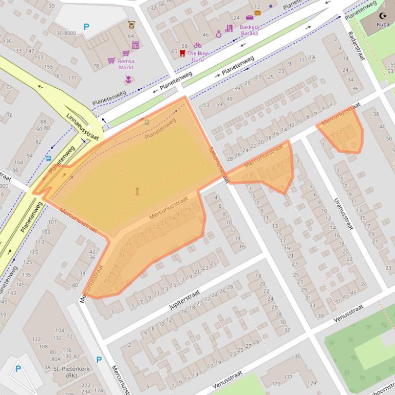 Kaart van postcodegebied 1973XA.