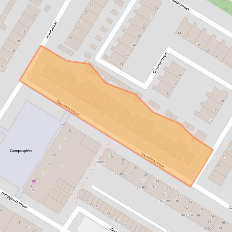 Kaart van postcodegebied 1974AT.